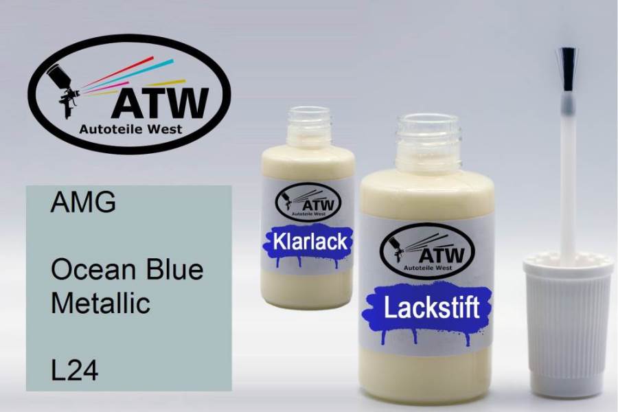 AMG, Ocean Blue Metallic, L24: 20ml Lackstift + 20ml Klarlack - Set, von ATW Autoteile West.